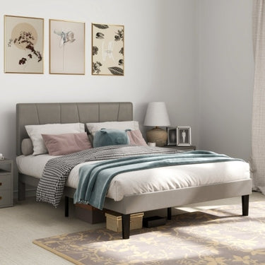 HOMCOM King Size Bed Frame, With Velvet-Feel Headboard